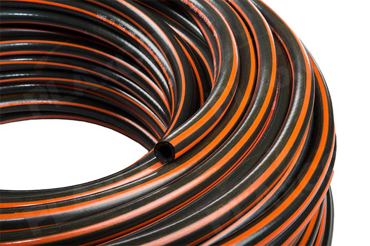 MANGUERA JARDIN BICOLOR NARANJA NEGRO X MT