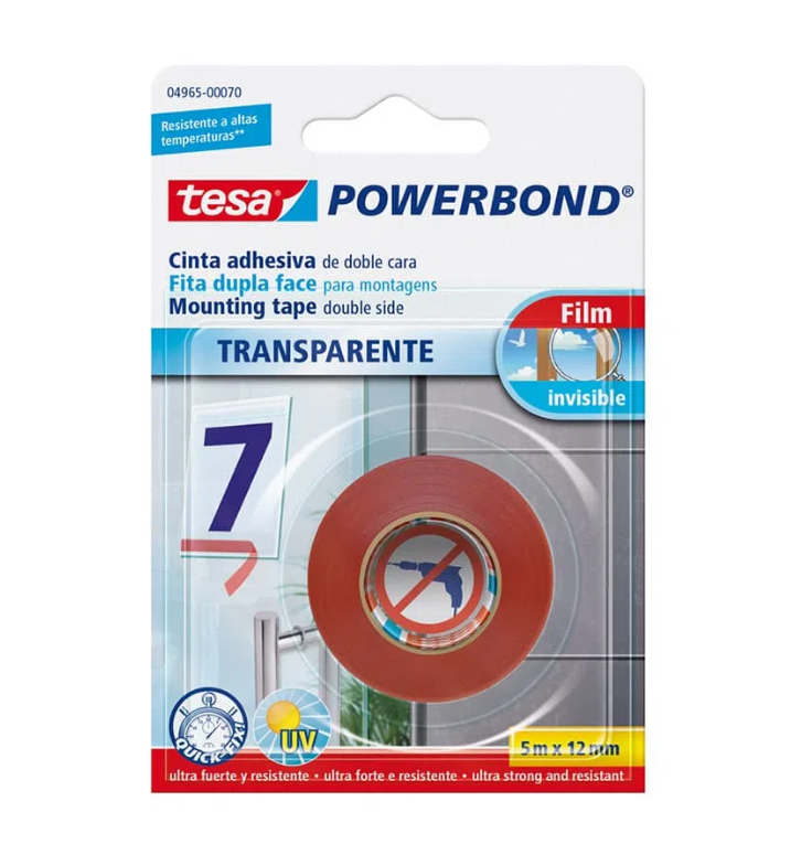 CINTA DOBLE FAZ FILMICA TRANSPARENTE TESA 12MM 5MT