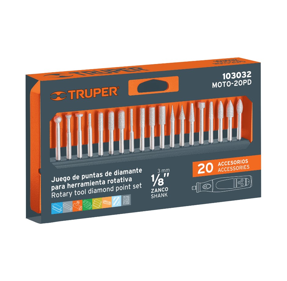 JUEGO 20 PUNTAS DIAMANTADAS 1/8&quot; TRUPER